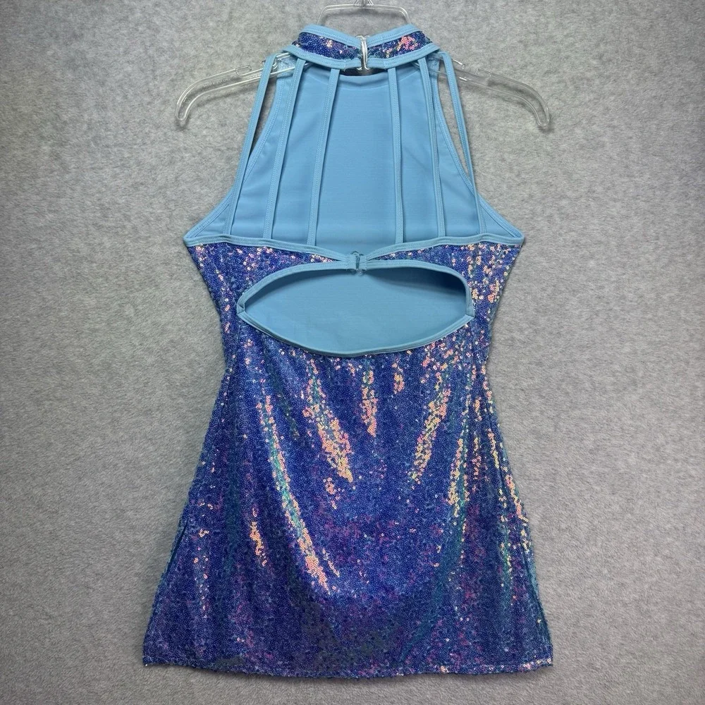 Revolution Dance Costume Blue Sequin Dress MA Medium Adult RC25762 Play Song